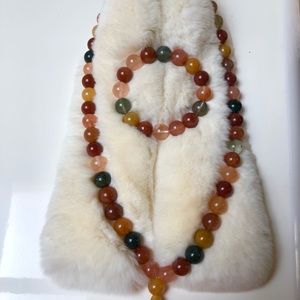 11.5mm Natural rabbit hair crystal colorful bracelet